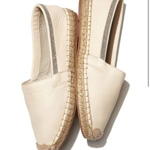 Brunello Cucinelli Leather Flat Espadrille with Beaded Trim size 38 new